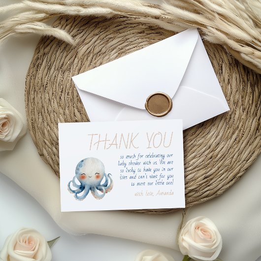 Nautical Under The Sea You Soon Baby Shower サンキューカード