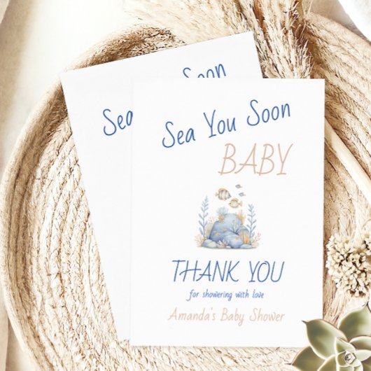 Nautical Under The Sea You Soon Baby Shower サンキューカード