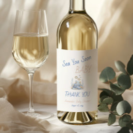 Nautical Under The Sea You Soon Baby Shower ワインラベル