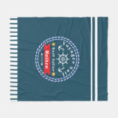 Nautical Voyager Best Sailor Dark Blue フリースブランケット (正面(横))