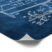 Nautical Wall Decor Sailboat Blueprint #3 ポスター (角)