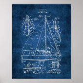 Nautical Wall Decor Sailboat Blueprint #3 ポスター (正面)