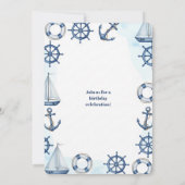 Nautical Watercolor Anchor Wheel Border 招待状 (裏面)