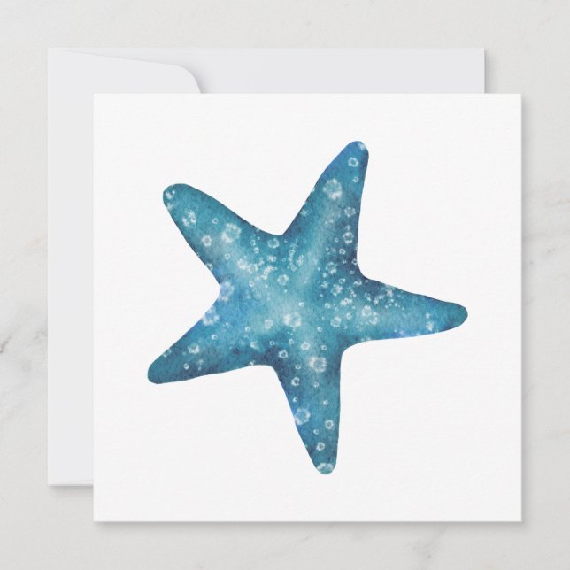 Nautical Watercolor Blue Starfish (正面)