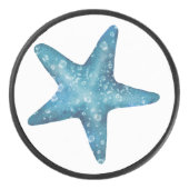 Nautical Watercolor Blue Starfish アイスホッケーパック (正面)