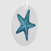 Nautical Watercolor Blue Starfish オーナメント (正面)