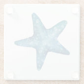 Nautical Watercolor Blue Starfish ガラスコースター (裏面)