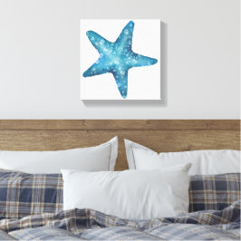Nautical Watercolor Blue Starfish キャンバスプリント