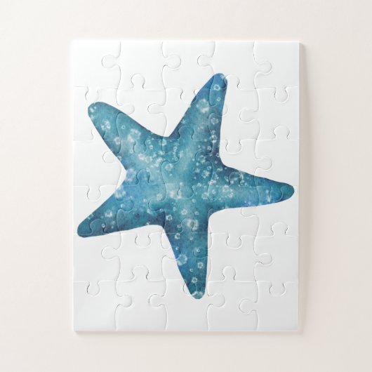 Nautical Watercolor Blue Starfish ジグソーパズル (縦)