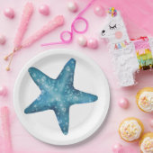 Nautical Watercolor Blue Starfish ペーパープレート (パーティー)