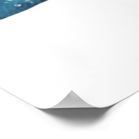 Nautical Watercolor Blue Starfish ポスター (角)