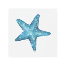 Nautical Watercolor Blue Starfish