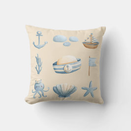 Nautical Watercolor Pillow クッション