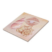 Nautical watercolor Seashells pink painting art タイル (側面)