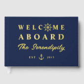 Nautical Welcome Aboard Add Name Boat ゲストブック (正面)