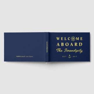 Nautical Welcome Aboard Add Name Boat ゲストブック