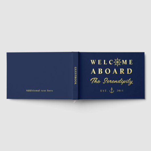 Nautical Welcome Aboard Add Name Boat ゲストブック (全面)