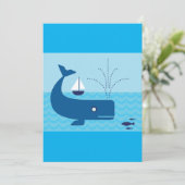 Nautical Whale and Sailboat Ocean Blue Sea 招待状 (スタンド正面)