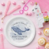 Nautical Whale Baby Shower Paper Plate ペーパープレート (パーティー)