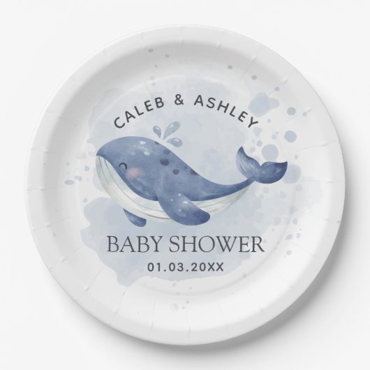 Nautical Whale Baby Shower Paper Plate ペーパープレート (正面)