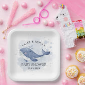Nautical Whale Baby Shower Paper Plate ペーパープレート (パーティー)