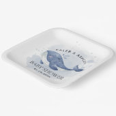 Nautical Whale Baby Shower Paper Plate ペーパープレート (傾斜あり)