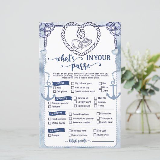 Nautical What in Your Purse Game Bridal Shower (スタンド正面)