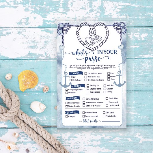 Nautical What in Your Purse Game Bridal Shower