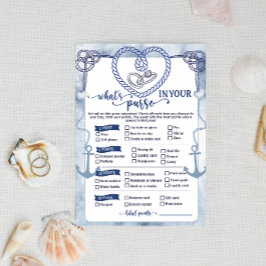 Nautical What in Your Purse Game Bridal Shower 招待状