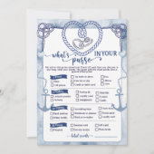 Nautical What in Your Purse Game Bridal Shower 招待状 (正面)