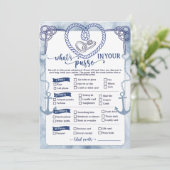 Nautical What in Your Purse Game Bridal Shower 招待状 (スタンド正面)