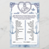 Nautical Would She Rather Game Bridal Shower card チラシ (正面)
