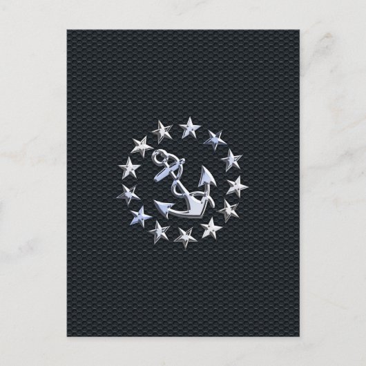 Nautical Yacht Flag Chrome Ensign on Grille Print ポストカード (正面)
