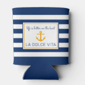 NauticalBlue & White||ボートのライフがアップ 缶クーラー (裏面)