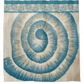 Nautilusシェルスパイラルシェイプティール(緑がかった色) シャワーカーテン (正面)