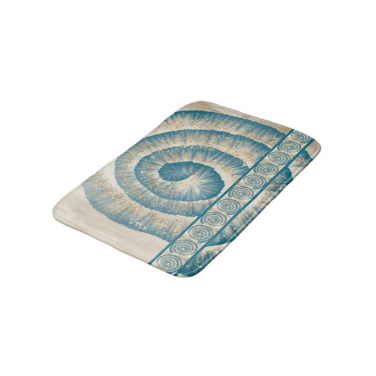 Nautilusシェルスパイラルシェイプティール(緑がかった色) バスマット (アングル)