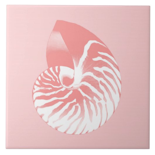 Nautilusシェル – コーラルピンクと白 タイル (正面)