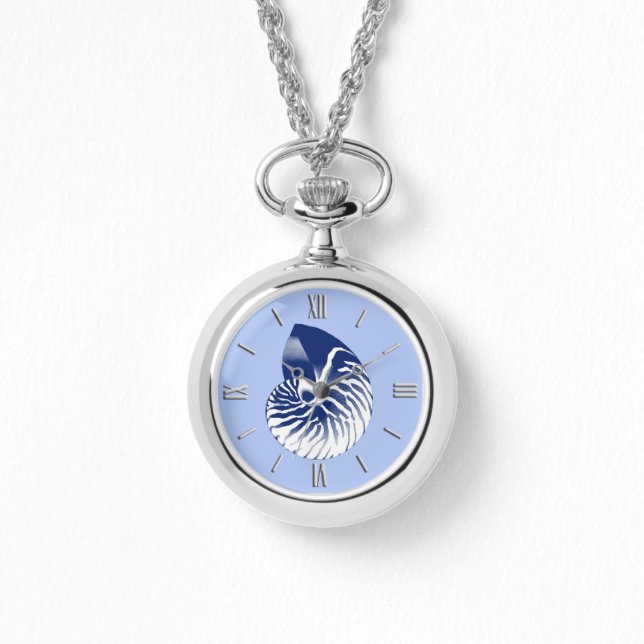 Nautilusシェル – ネイビー、ホワイト、ライトブルー 腕時計 (正面)