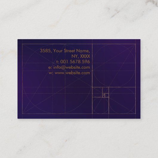 Nautilus Shell – バイオレットの水彩チャクラ 名刺 (裏面)