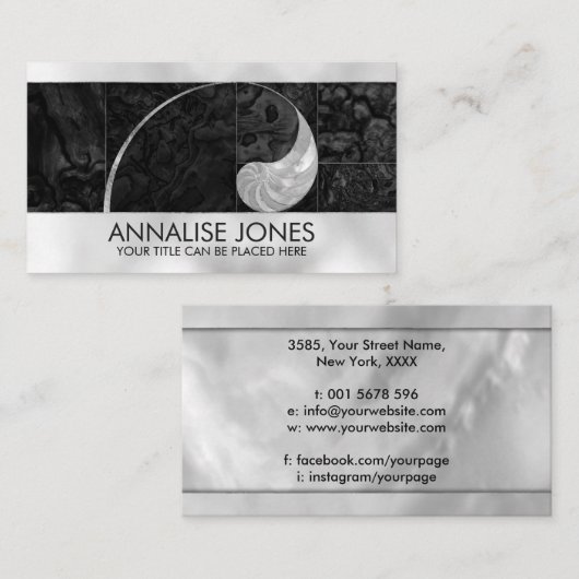 Nautilus Shell – ペールとブラックアワビ 名刺 (正面/裏面)