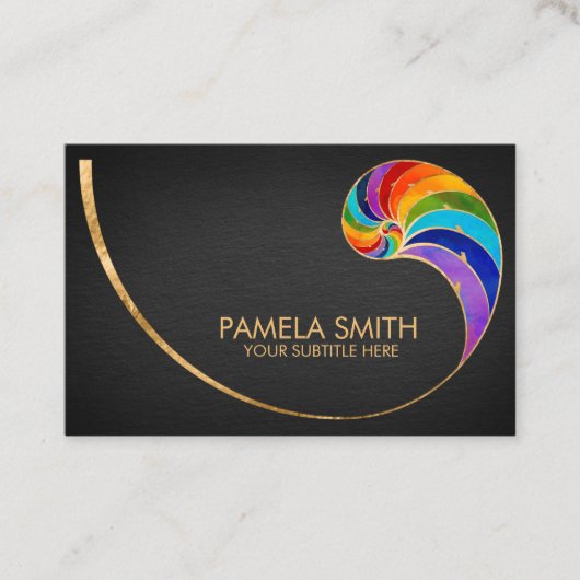 Nautilus Shell – 水彩チャクラ色 名刺 (正面)