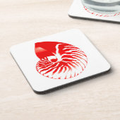 Nautilus shell - dark red and white コースター (左側)