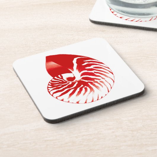 Nautilus shell - dark red and white コースター (左側)