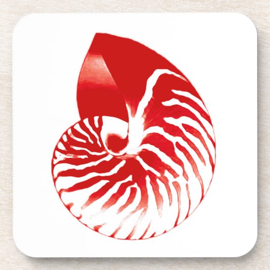 Nautilus shell - dark red and white コースター (正面)