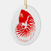 Nautilus shell - dark red and white セラミックオーナメント (右)