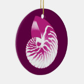 Nautilus shell - eggplant purple and white セラミックオーナメント (右)