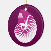 Nautilus shell - eggplant purple and white セラミックオーナメント (左)