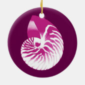 Nautilus shell - eggplant purple and white セラミックオーナメント (裏面)
