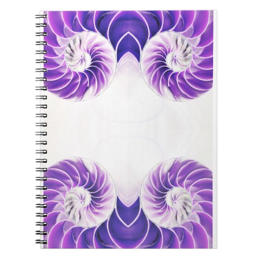 Nautilus Shell Fibonacciノートブック – Purple White ノートブック (正面)
