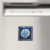 Nautilus Shell in Blue Stained-Glass Look マグネット (インサイチュ (食洗機))